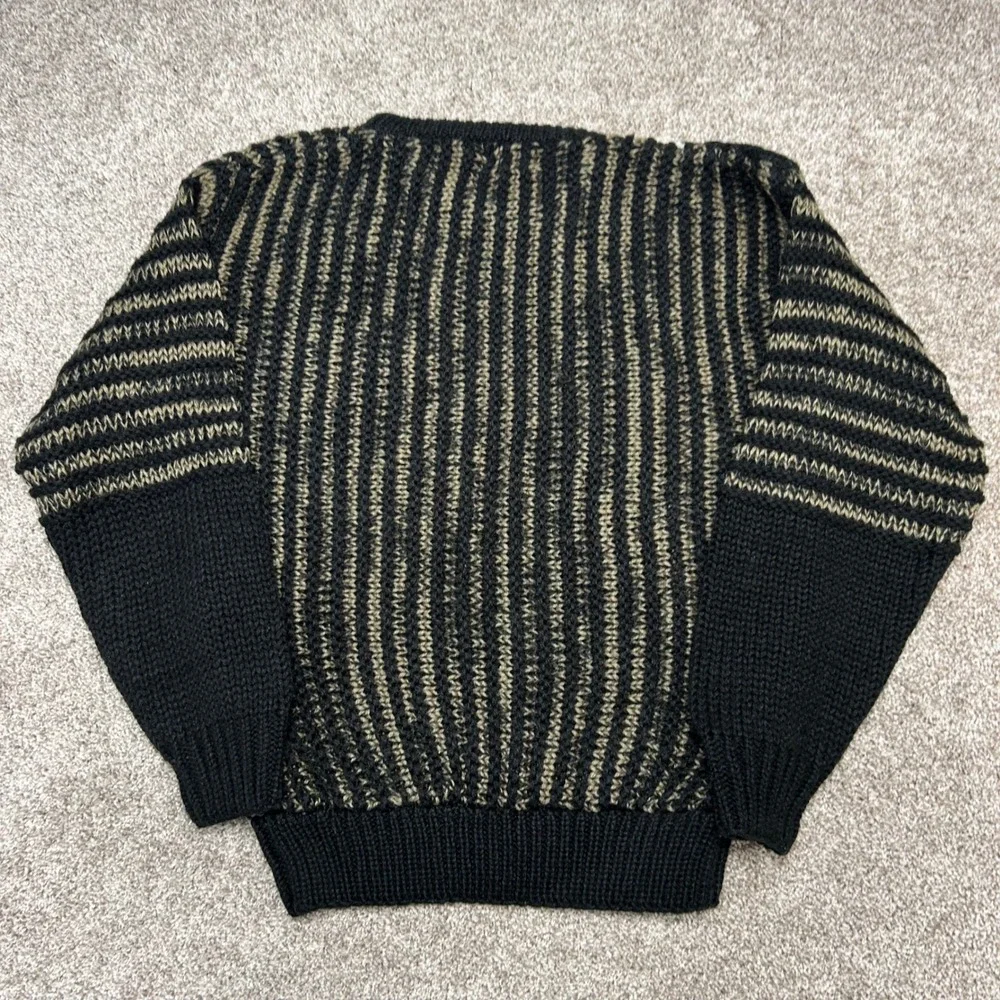 Vintage Forte Crewneck Sweater Men Size Small Leather Accents‎ 90s Stripe